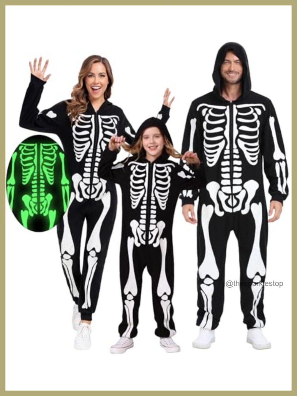 Glow in the Dark Skeleton Onesie Hooded One-Piece Pajama Halloween Costume